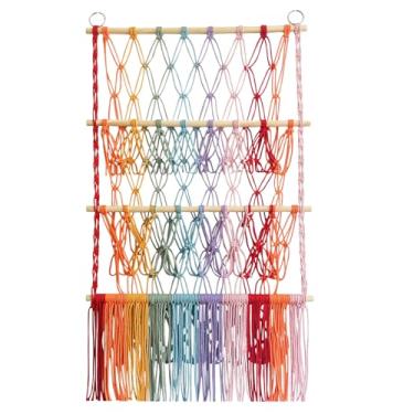 Imagem de Rede Para Animais De Pelúcia,Organizador De Brinquedos De Pelúcia Com Três Prateleiras E Borlas | Produtos De Organização E Armazenamento Para Quarto Infantil E Sala De Brincar