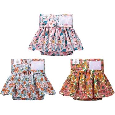 Imagem de CuteBone Fraldas para Cachorro Fêmea com Saias, Pacote com 3 Unidades, Vestidos Reutilizáveis para Filhotes, Calças para O Período Do Ciclo de Cio Qbd12M
