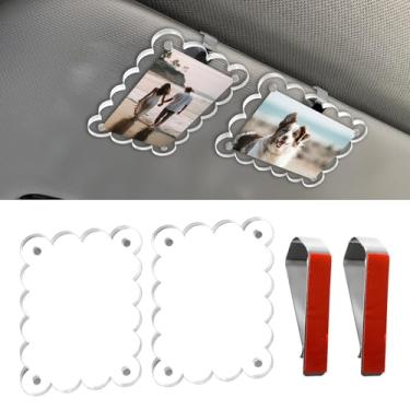 Imagem de CARFIB 2 peças de porta-retratos de carro clipe de viseira solar para suporte de foto Polaroid seguro magnético personalizado exibição memorial imagens universais acrílico