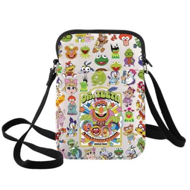 Imagem de BWWKTOP Bolsa tiracolo Kermit Frog & Piggy para fãs do urso Fozzie Presente Gonzo & Rowlf the Dog Bolsa de ombro Kermit Frog Merchanddise, Dentes Xk-b