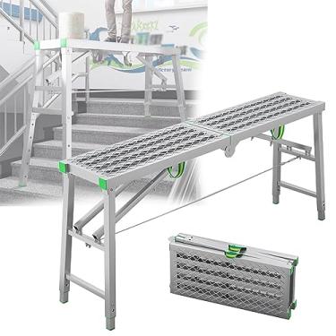 Imagem de WYUYIWH Plataforma de trabalho dobrável multiuso, torre, altura ajustável, leve, 5 marchas, andaime, banco ideal para decoração, limpeza e construção, 160 × 40 cm