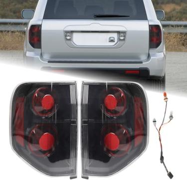 Imagem de KAMDKI Facelift JDM Style Black Housing Tail Light Apto para Honda Pilot 2003-2008 Luz traseira sombra de lente fumê conjunto de lâmpada traseira motorista esquerdo e direito do lado do passageiro