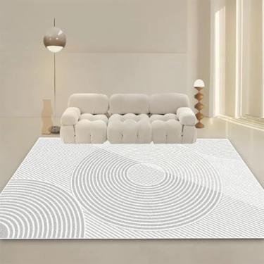 Imagem de Tapete moderno estilo creme para sala de estar, decoração minimalista para sofá, tapetes grandes para quarto, mesas de cabeceira laváveis (200x250 cm/sem fiapos - 4)