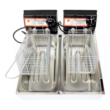 Imagem de Fritadeira Elétrica Industrial com Óleo 2 Cubas Inox 7L 1500W Termostato até 300°C (220V)