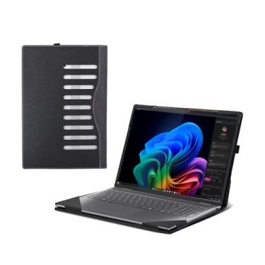 Imagem de Capa para laptop para Lenovo Yoga 7 2 em 1 16AKP10 | Yoga 7 2 em 1 16ILL10 40.6 cm [Sem outros modelos] Capa protetora de couro PU com bolso interno (cinza escuro)
