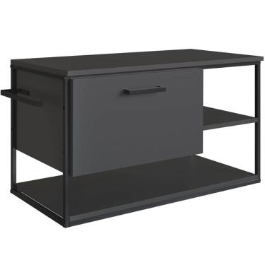 Imagem de Gabinete Suspenso para Banheiro 80cm Preto e Grafite Estilo Industrial sem Cuba Placa e Ponto