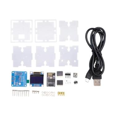 Imagem de Ioensy Relógio meteorológico Alarmes de despertador LED Mini estação meteorológica Relógio eletrônico DIY Conjunto para crianças quarto interno interno