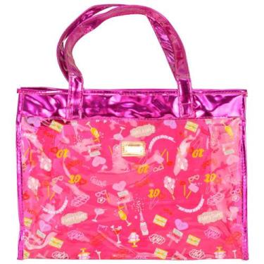 Imagem de Bolsa Feminina Sacola Praia Transparente Candy Pink CBRN17195 - Commer