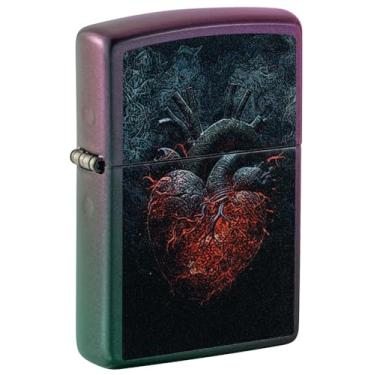 Imagem de Zippo Isqueiro de bolso iridescente com design Dark Heart