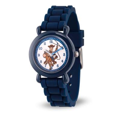 Imagem de Disney Relógio analógico de quartzo para meninos Toy Story 4 com pulseira de silicone, azul, 16.1 (modelo: WDS000721)