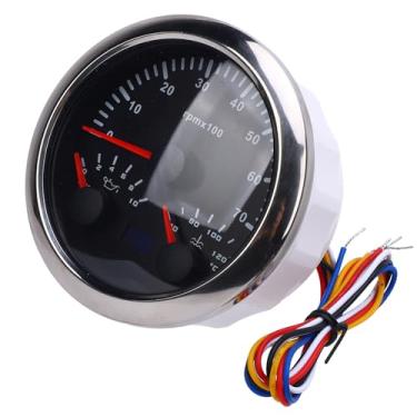 Imagem de 3 Em 1 85mm Tacômetro 9 a 32V 7000rpm 0 a 10 Bar Pressão de óleo 40 a 120 ℃ Temp de água 7 Luz de Fundo Cor para Carro de Trator de Caminhão (Black Dial Silver Buzel CX8287)