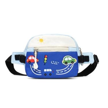 Imagem de Linda pochete infantil para carro, pequena bolsa transversal de nylon, bolsa de cinto para meninas e meninos, Azul, one size