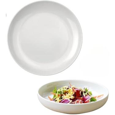 Imagem de Jogo Kit 06 Pratos Fundo Branco Vidro ，Adequado para cozinha, restaurante, armazenamento de vegetais e bifes de todos os tipos de ingredientes