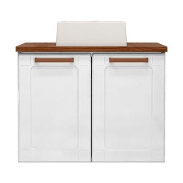 Imagem de Balcão Gabinete Com Cuba Para Banheiro 2 Portas Natura Branco - Bertol