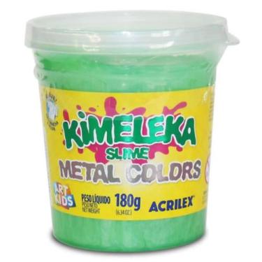 Imagem de Slime Kimeleka Metalica Acrilex 180g Art Kids, Verde metalico