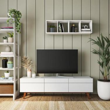 Imagem de Rack Cambridge I 3 GV Branco Acetinado 180 cm - Mobly