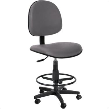 Imagem de Cadeira Caixa Alta Executiva Cinza Escuro de Escritório Courvin Rodízios Aro de Aço Ergonômica - Home Gourmet