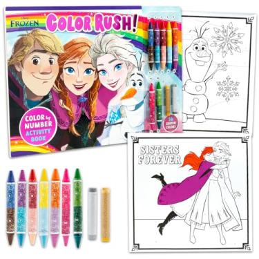 Imagem de Disney Conjunto de blocos de colorir Frozen Color by Number Conjunto de atividades Anna Elsa Olaf Color By Number | Giz de cera, páginas para colorir, artes e artesanato Frozen para meninas