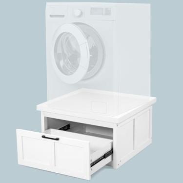 Imagem de Ilyapa Suporte para máquina de lavar e secar – Suporte universal para máquina de lavar roupa com gaveta – Suporte para lavadora e secadora pedestais – Compatível com Samsung, LG, GE, Maytag – 71 x 71