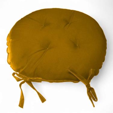 Imagem de Assento Para Cadeira Almofada Futon 40x40 Redondo Mostarda
