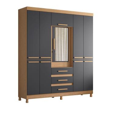 Imagem de Guarda Roupa Fusion Casal Porta Basculante Espelho Albatroz Freijó/titanium