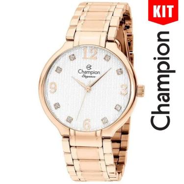 Imagem de Relógio Champion Kit Elegance Rosê Feminino Cn26831e