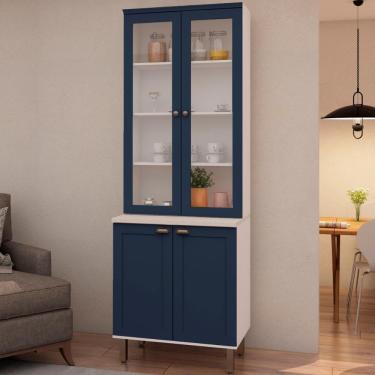 Imagem de Cristaleira 800 Branco Fosco Azul Vel Genialflex