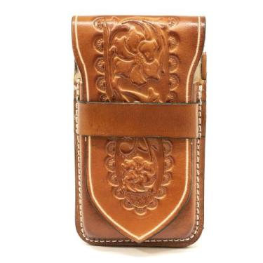 Imagem de Bainha Porta Celular Feminina Country Cowgirls Em Couro Estampa Floral