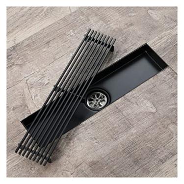 Imagem de Dreno de piso, protetores de drenagem, ralo de chuveiro de aço inoxidável retângulo 30 cm ralo de piso de chuveiro de alto fluxo ralo de chuveiro com filtro de cabelo e capa removível, fácil de