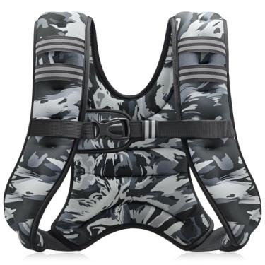 Imagem de ZELUS Colete pesado, 2,7 kg/3,6 kg/5,4 kg/7,3 kg/9,1 kg/11,3 kg/13,6 kg, colete de peso para homens e mulheres com bolso de armazenamento e tiras refletivas para treino, treinamento de força, corrida