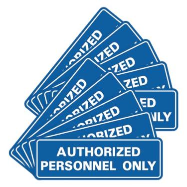 Imagem de Placa de parede ou porta padrão AUTORIZADA SOMENTE PESSOAL - Sinalização de conformidade - Controle de acesso seguro - fácil instalação - Azul - Médio (pacote com 10)