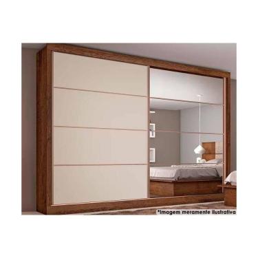 Imagem de Guarda Roupa Casal 2 Portas de Correr (1 c/ Espelho) e 6 Gavetas Sevilha Flex Brauna/Brauna ou Off White - Europa