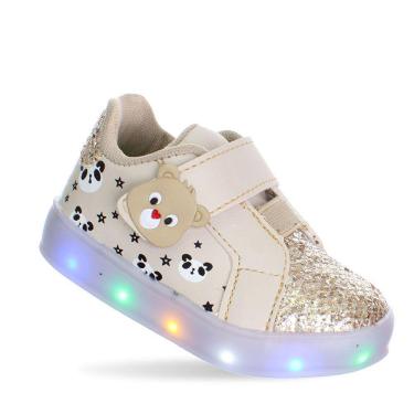 Imagem de Tenis Ursinho Panda Com Luzinha Led Luz Pisca Infantil Feminino Menina
