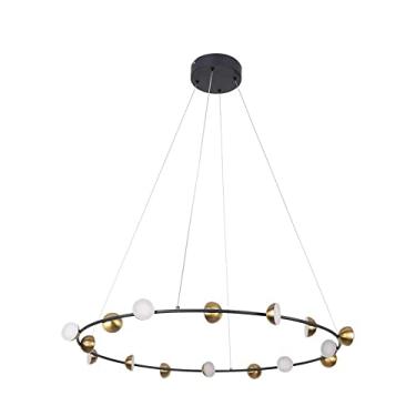 Imagem de PENDENTE GRAVIOLA PRETO/DOURADO E BRANCO (D)60CM (A)5.7CM 16X3W 3000K 2640LM