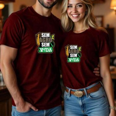 Imagem de Camiseta Algodão Unissex Casal Country Estampa Sem Agro Sem Vida Namor