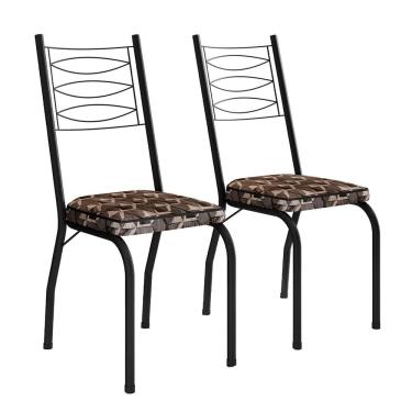 Imagem de Kit 2 Cadeiras Aço Carbono Tubular Metálica Acabamento D-25 Luana