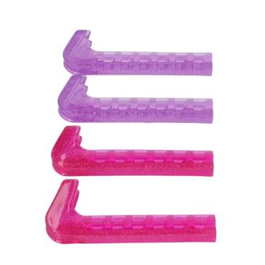 Imagem de Guardas de patins de gelo cffuvros, protetores de lâmina de skate de hóquei de plástico duro, design de cores duplas, ponta de corte para ajuste personalizado, tampas de lâmina (Rosa roxa)