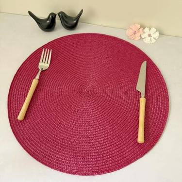 Imagem de Kit 4 Lugares Jogo Americano Redondo Descanso Prato Sousplat Supla De Mesa Posta Jantar (Vinho AG)