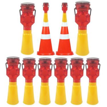 Imagem de Sinalizador Solar Viario Cone Sinalizaçao Kit 10 Uni Iluminaçao Pista 