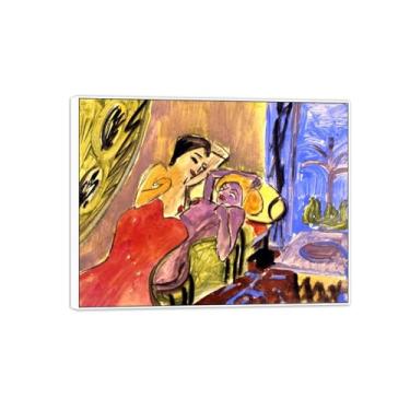 Imagem de MUHJDYC Pintura famosa de Hermann Max Pechstein - Duas telas reclináveis - Arte de parede para sala de estar - Reprodução 60x80cm-23x31in moldura branca