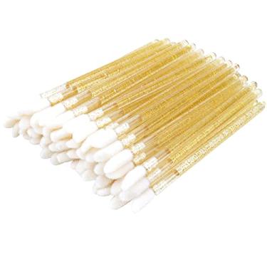 Imagem de 300 pincéis labiais descartáveis, varinhas de brilho labial, aplicador de batom, ferramenta de maquiagem, alça dourada de cristal