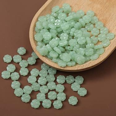 Imagem de LadayPoa 100 contas de vidro de trevo de quatro folhas soltas espaçadoras para fazer joias lindas miçangas berloques suprimentos de miçangas para pulseira faça você mesmo colar brincos contas de trevo do dia de São Patrício (verde)