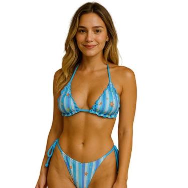 Imagem de Biquíni Feminino Cortininha Com Bojo Calcinha Levanta Bumbum e Amarra 