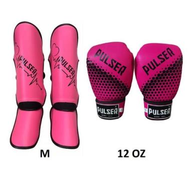 Imagem de Kit Caneleiras Proteção 20 mm e Luvas de Boxe Muay Thai Escolha a Cor 