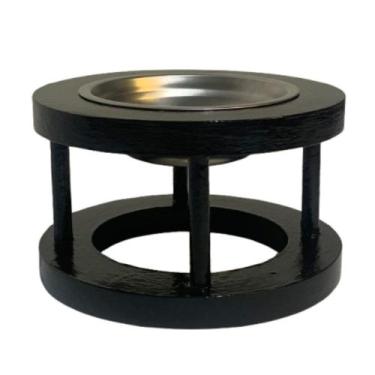 Imagem de Comedouro Individual Suporte Elevado Preto Tigela de Inox - Sivas Pet 