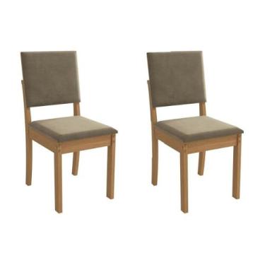 Imagem de Cadeira Sala de Jantar Luna 2CAD160 Madeirado Kit 2 Un Canela/Suede Be