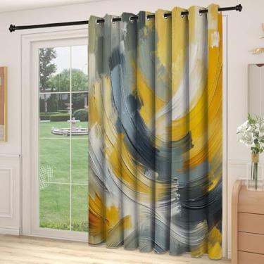 Imagem de Divisória de parede de cortina de divisória amarela, design de arte abstrata contemporânea, pinceladas, impressão de composição, para quarto, jardim de infância, sala de estar, L 213 x C 272 cm,