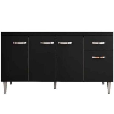 Imagem de Balcão de Pia Para Cozinha 150 Cm Graziela 4 Portas 1 Gaveta Preto - A