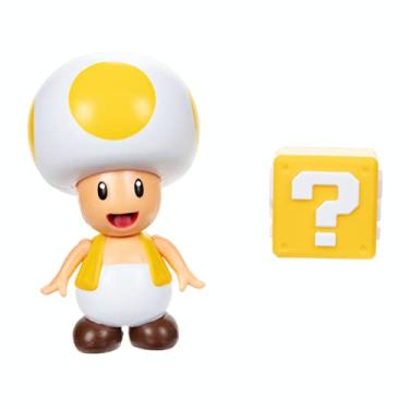Imagem de The Super Mario Bros. Movie Boneco World of Nintendo 10 cm – Sapo amarelo com bloco