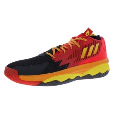 Imagem de adidas Tênis de basquete unissex adulto Dame 8, Core Black Team Yellow Vivid Red, 9 Women/8 Men